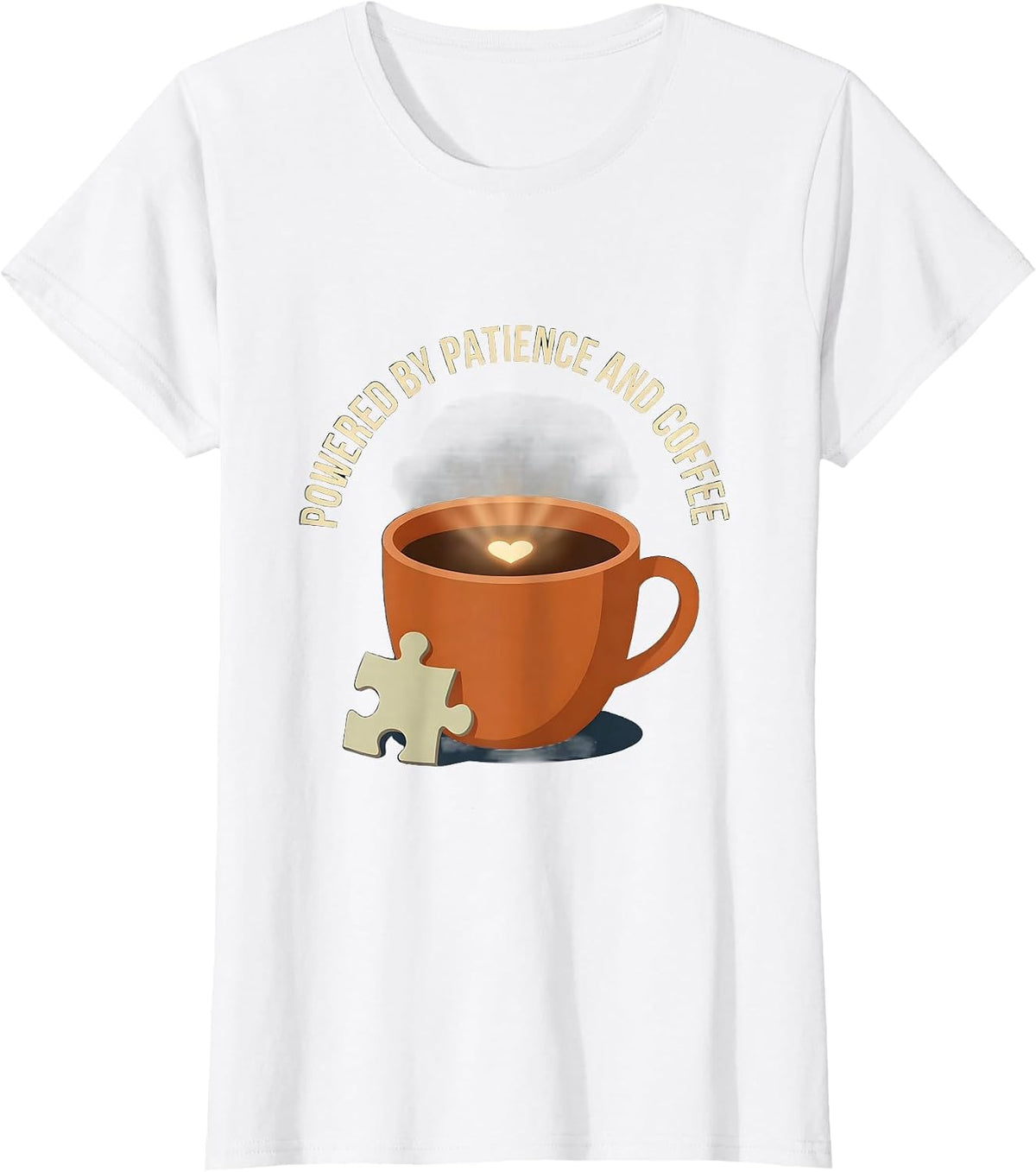 Women's Powered by Patience and Coffee Sped Teacher T-Shirt - White