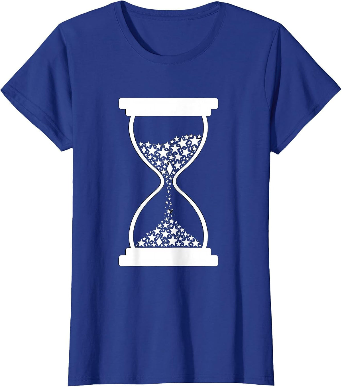 Women's Hourglass Galaxy Falling Stars Cosmic Design T-Shirt - Royal Blue
