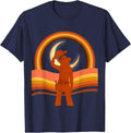 Cowgirl Tipping Hat Under Crescent Moon T-Shirt - Navy Blue