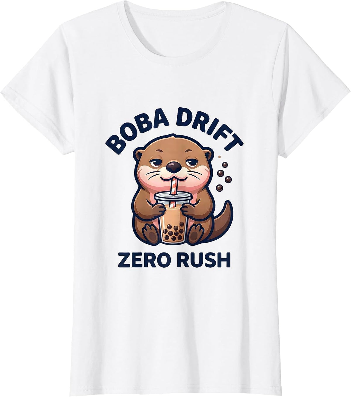 Boba Drift Zero Rush Kawaii Anime Otter Boba Tea Lover T-Shirt - White