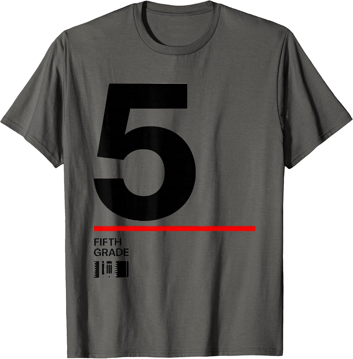 5TH GRADE FIFTH GRADE Swiss International Back To School T-Shirt - Asphalt Grey