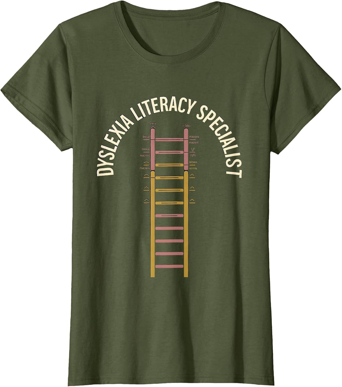 Women's Dyslexia Literacy Specialist Teacher SPED Therapist T-Shirt - Olive Green