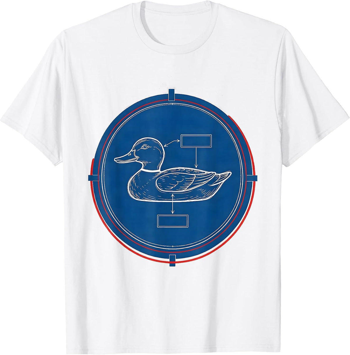 Men's Drafting-Sheet Duck Decoy Technical Blueprint Hunter Gift T-Shirt - White