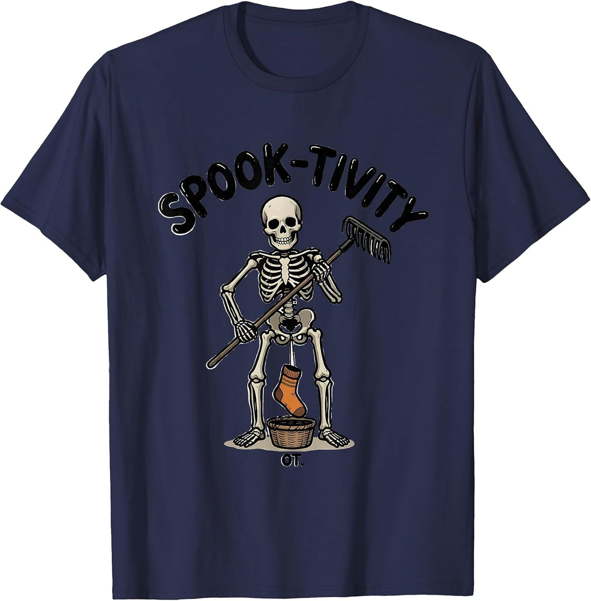 Spook-tivity OT Hand-Sketched Occupational Therapy Halloween T-Shirt - Navy Blue