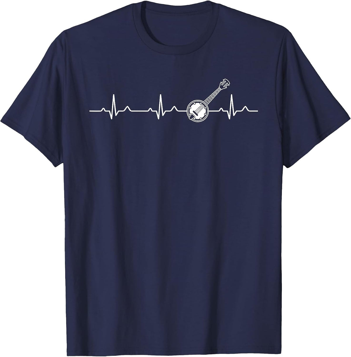 Bluegrass Heartbeat Banjo Player Retro Country Bluegrass T-Shirt - Navy Blue