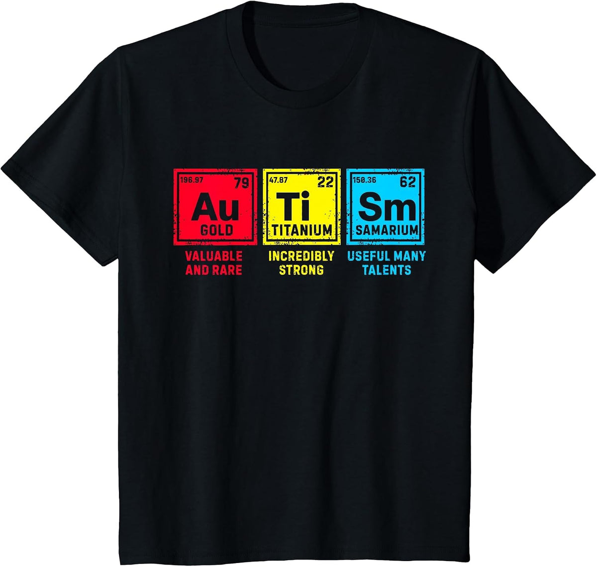 Funny Autism Awareness Elements Periodic Table Science T-Shirt for Teachers STEM Tees - Black