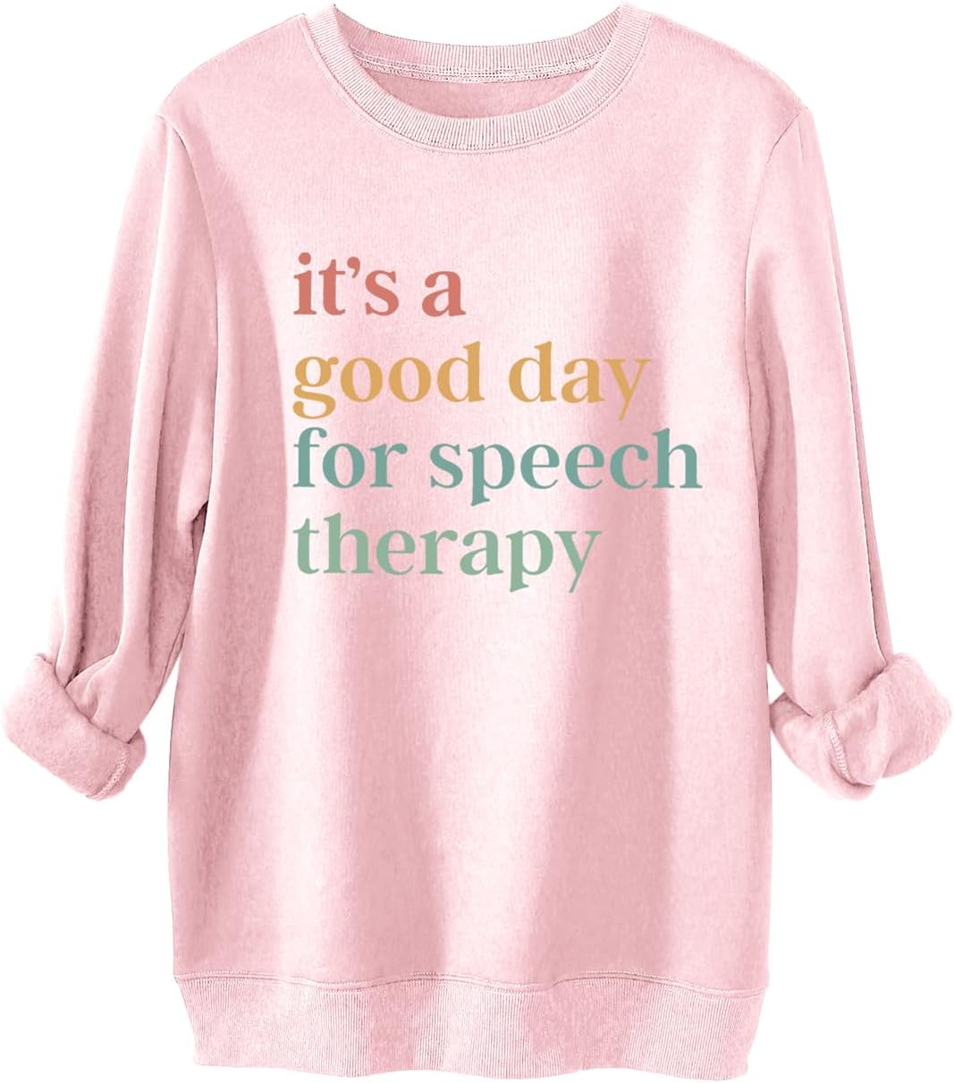 Speech Therapy Sweatshirt Women Speech Language Pathologist Long Sleeve Shirts SLP Teacher Fleece Pullover Sweaters - Hot