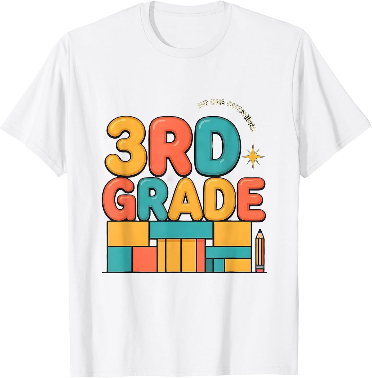 Men's No One Outshines 3rd Grade Funny Teacher Crew Back To School T-Shirt - White