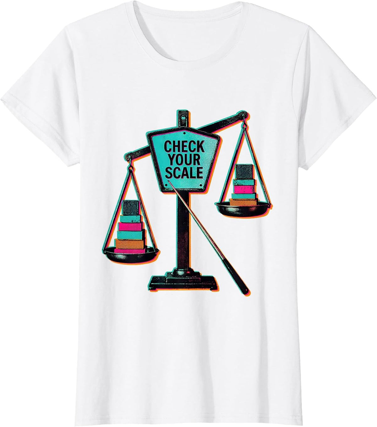 Check Your Scale Risograph Music Teacher Pun Humor Gift T-Shirt - White