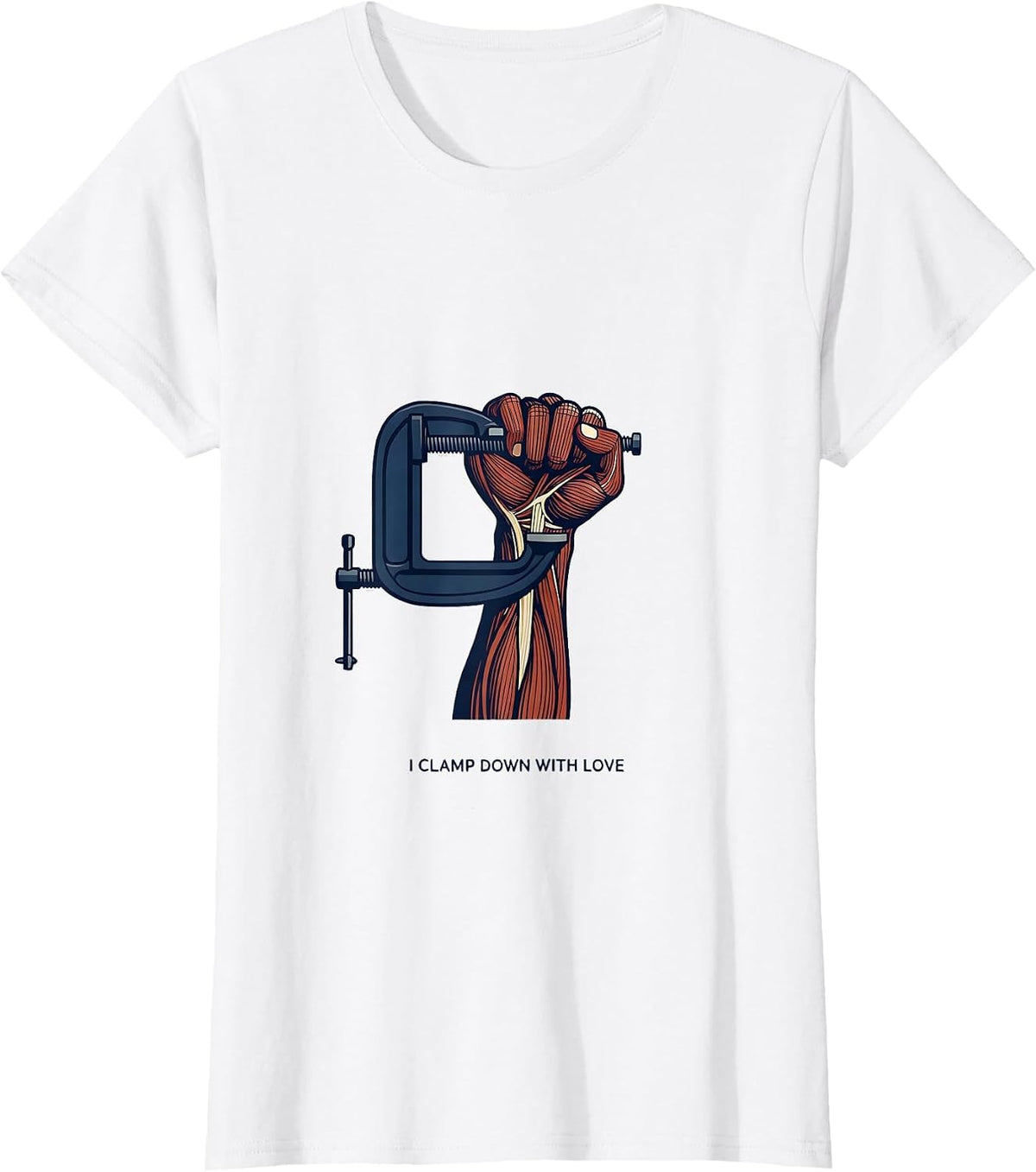 I Clamp Down With Love Funny Massage Therapist LMT Gift T-Shirt - White