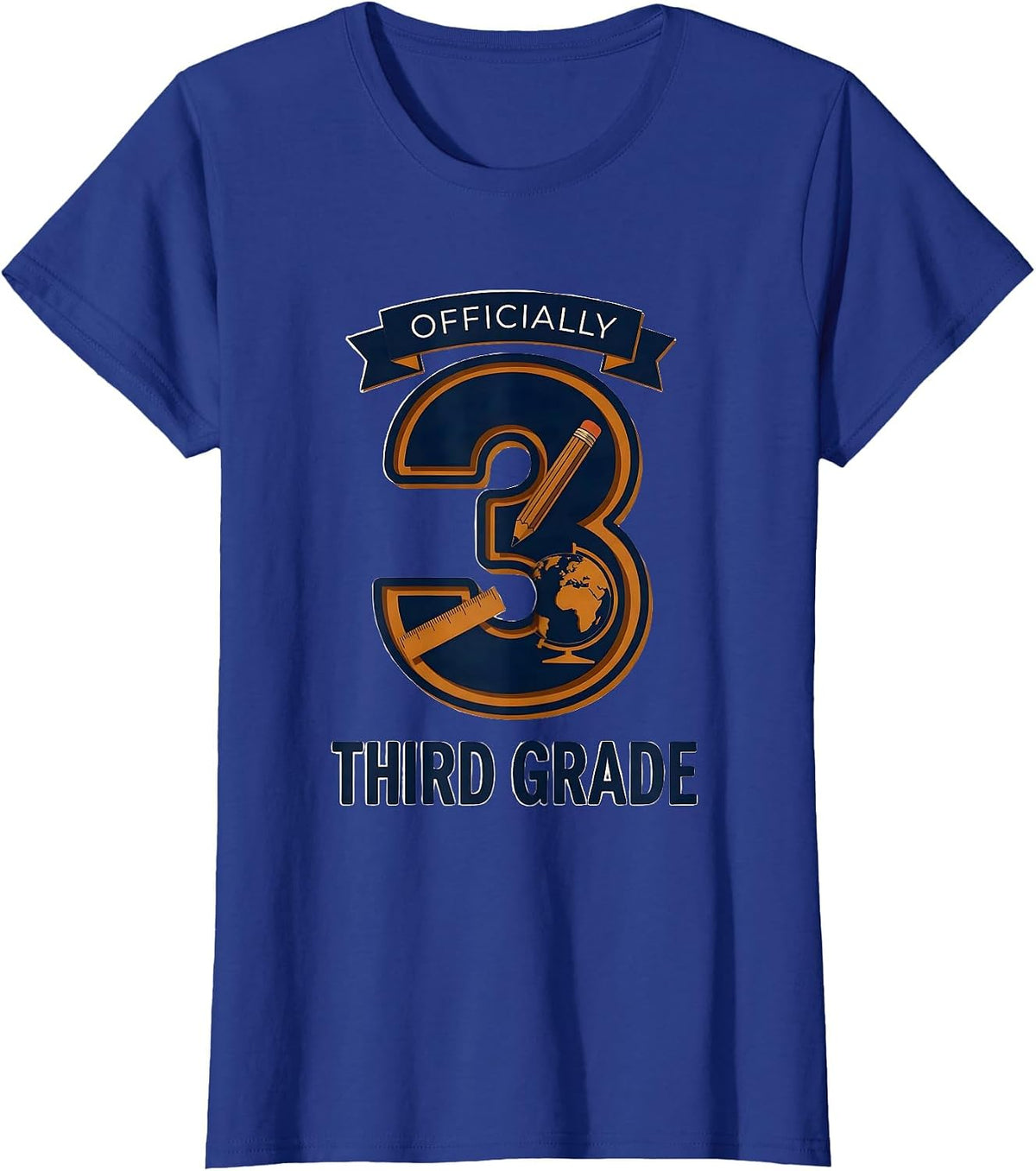 Women's Officially Third Grade Playful School Pride Teacher Team T-Shirt - Royal Blue