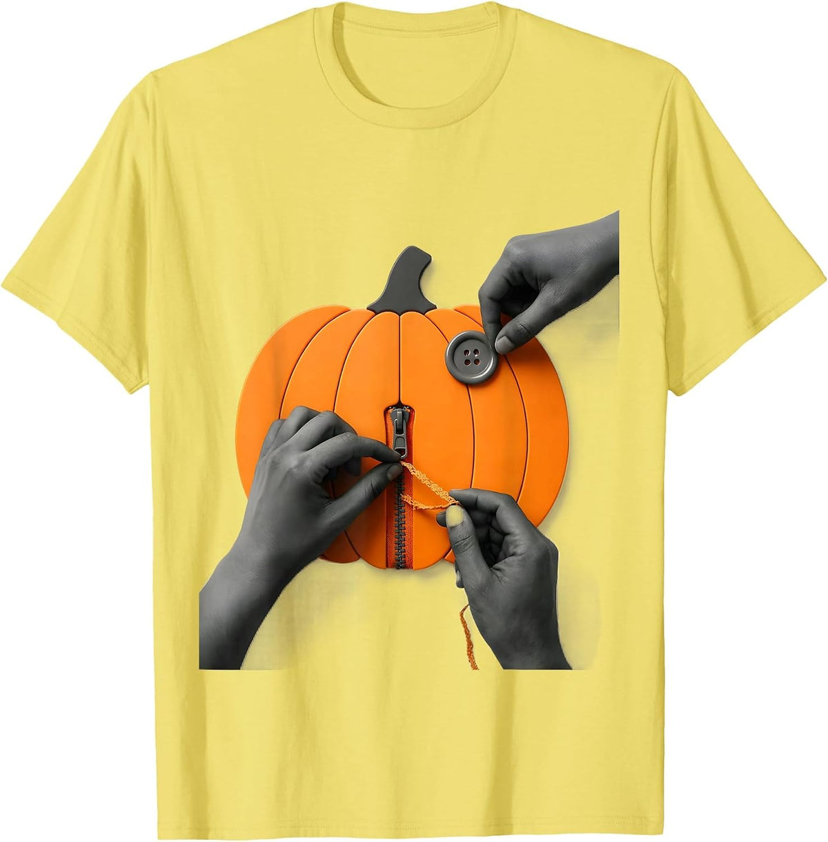 Men's Ghost Hands Minimalist Halloween Occupational Therapy Squad T-Shirt - Lemon Yellow