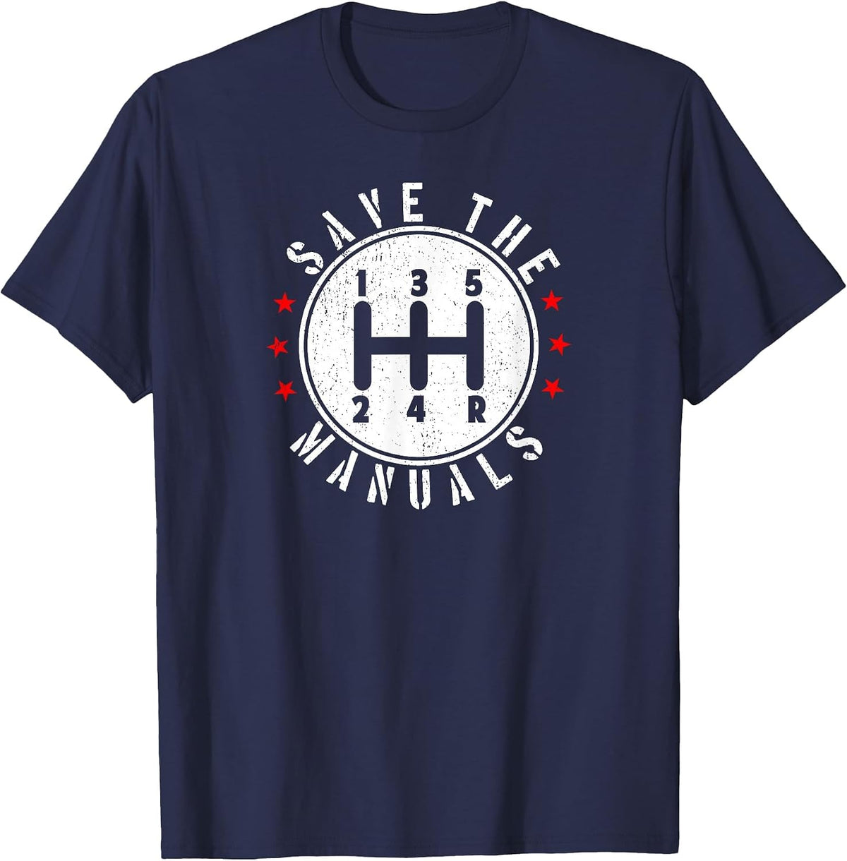 Save The Manuals-Manual Transmission Stick Driver T-Shirt - Navy Blue