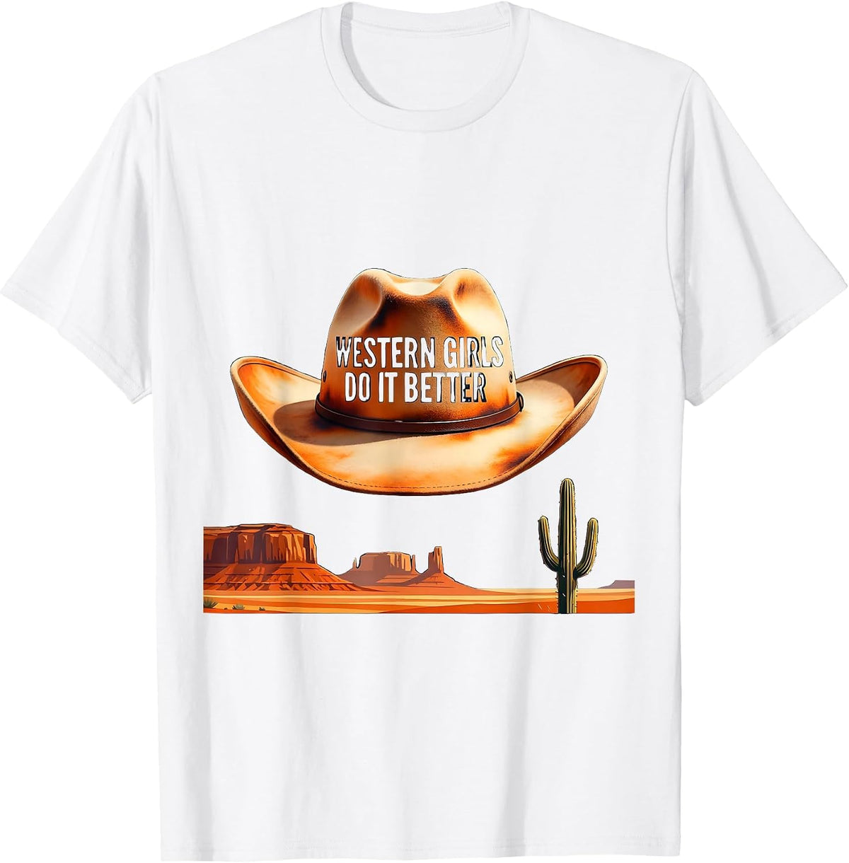 Men's Western Girls Do It Better Cowgirl Design T-Shirt - White