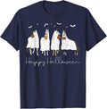 Happy Halloween Horse Ghost T-Shirt - Navy Blue