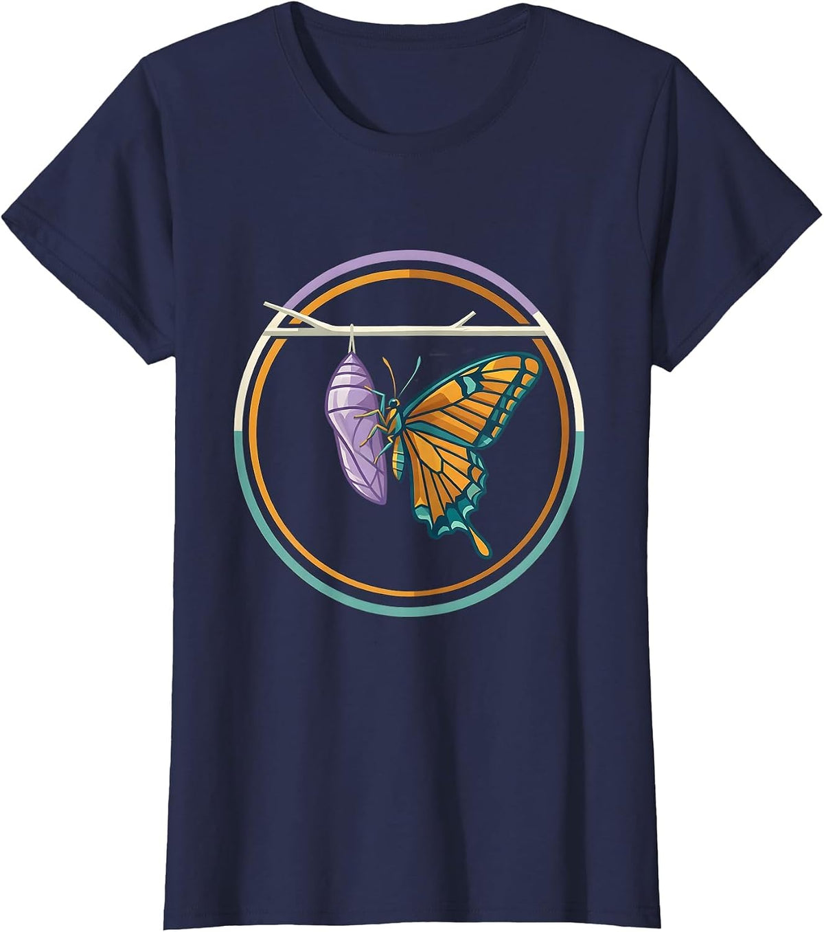 Women's Sped Teacher Butterfly Transformation Graphic T-Shirt - Navy Blue