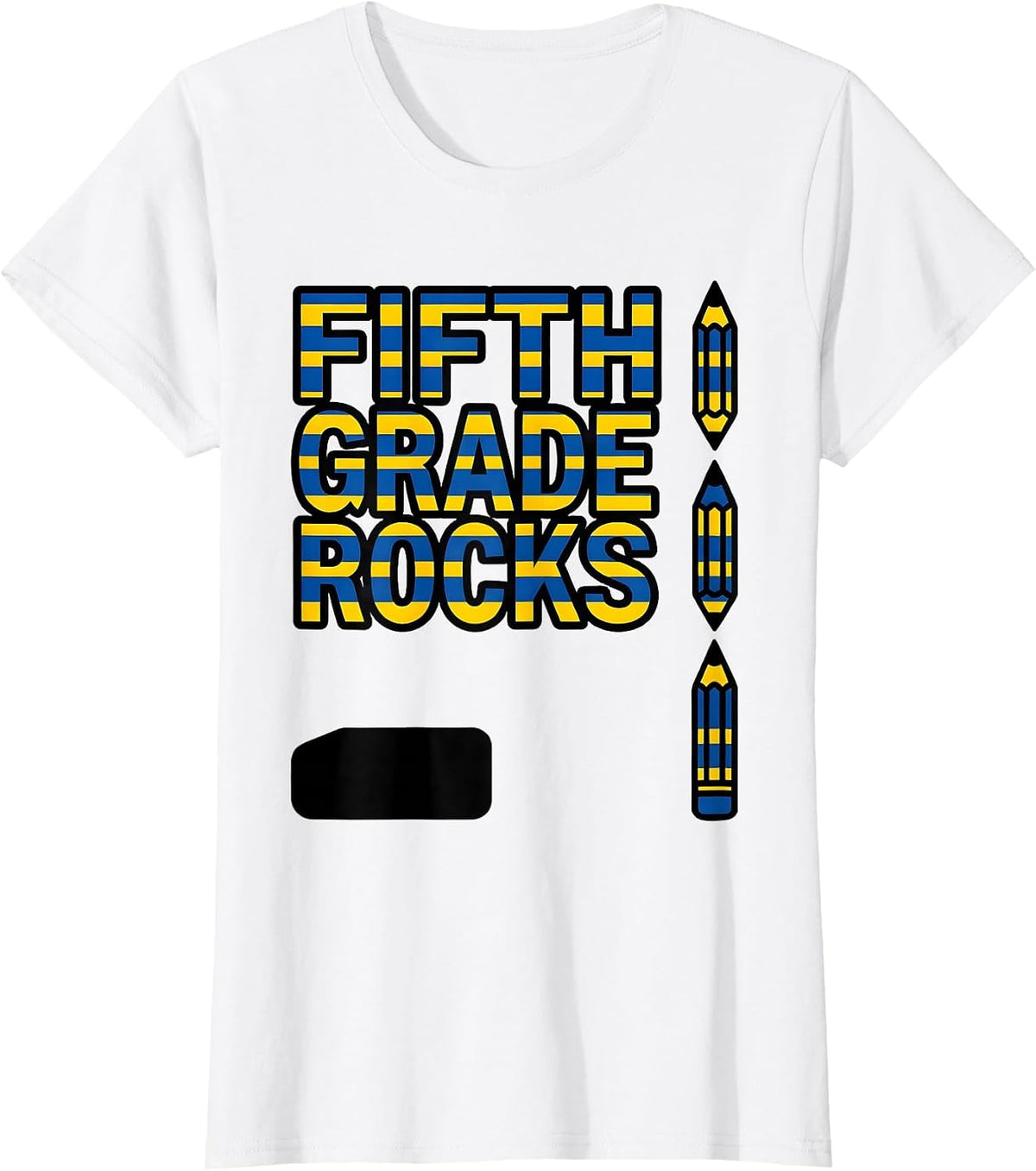 Fifth Grade Rocks Cute Pencil Back to School Kids T-Shirt - White