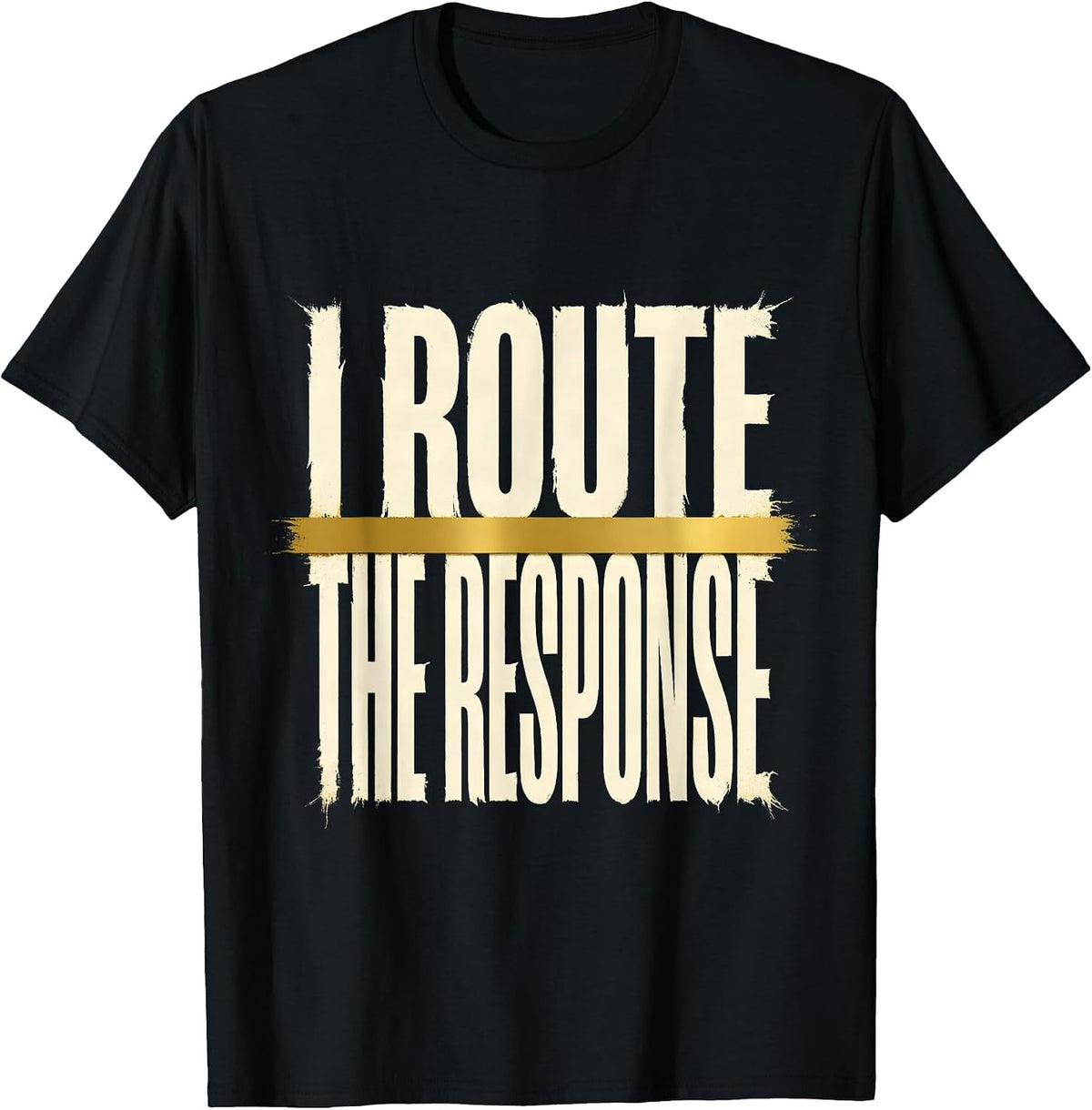 Men's I Route The Response Thin Gold Line 911 Dispatcher Tribute T-Shirt - Black