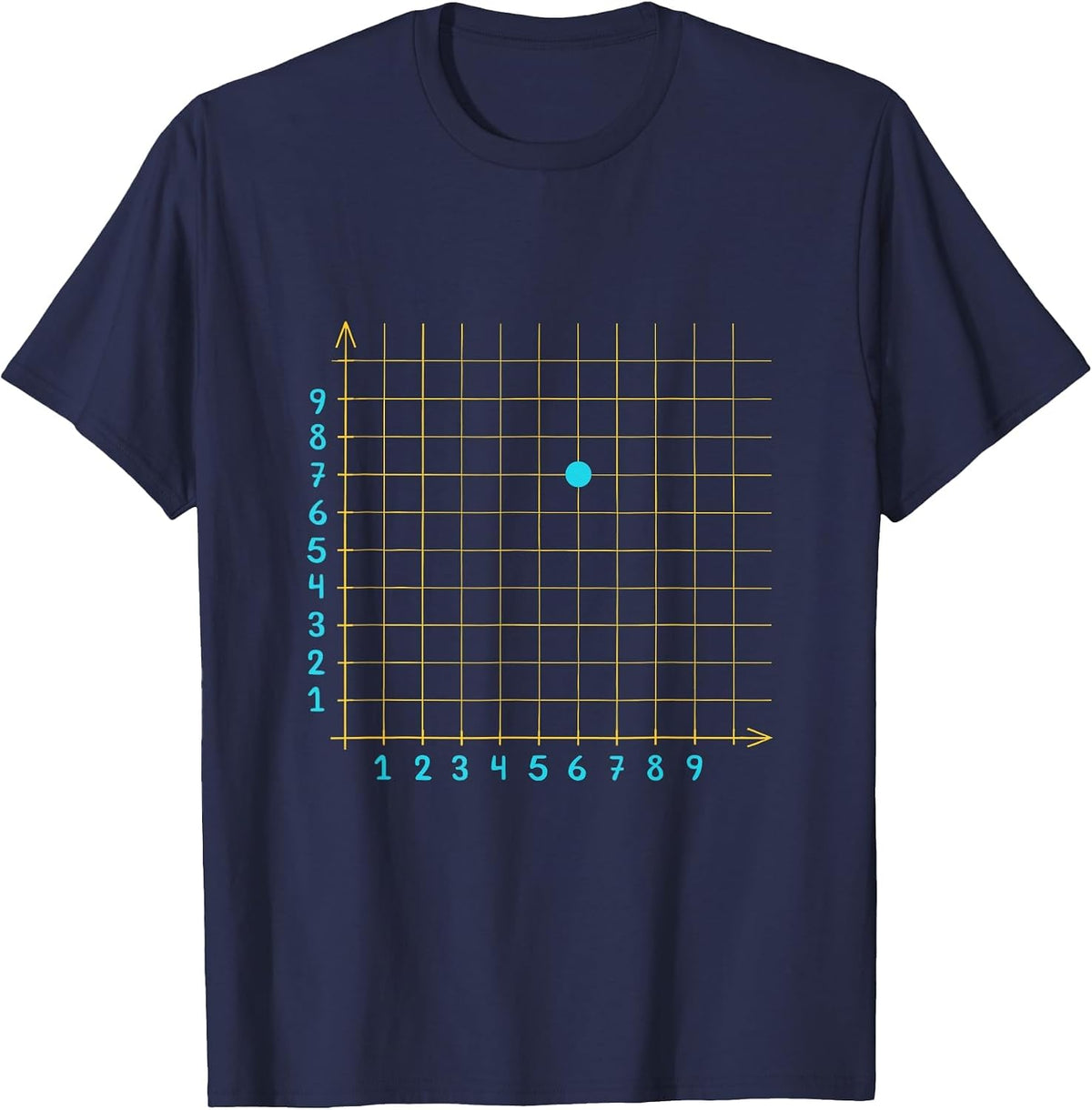Mathletics Coordinate (6,7) Funny Math Teacher 67 Math Lover T-Shirt - Navy Blue