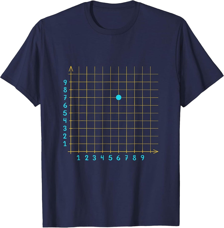 Mathletics Coordinate (6,7) Funny Math Teacher 67 Math Lover T-Shirt - Navy Blue