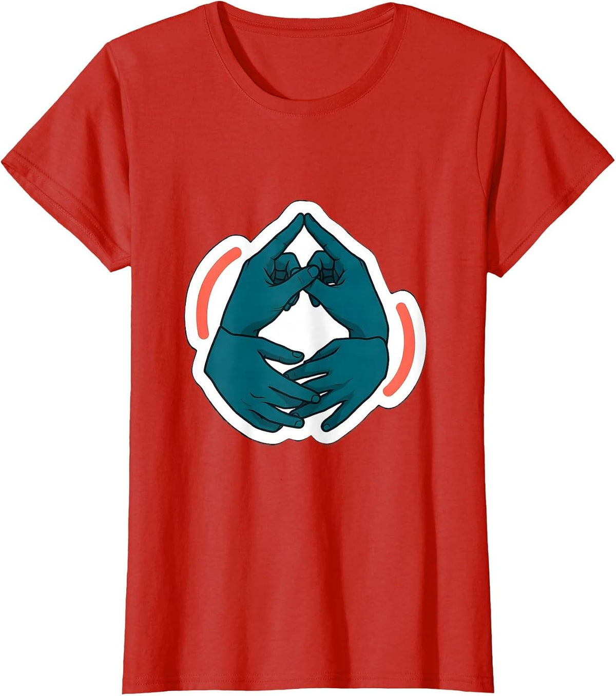 Women's Interlocking Hands ASL Teacher Sign Language Humor T-Shirt - Red