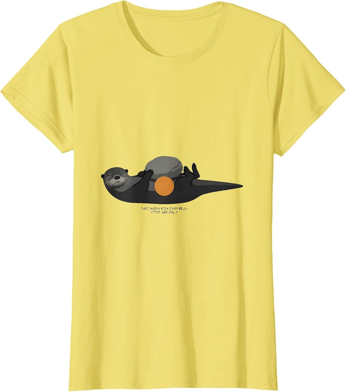 Women's Naps With A Rock On My Belly. Otter, Naturally. Funny T-Shirt - Lemon Yellow