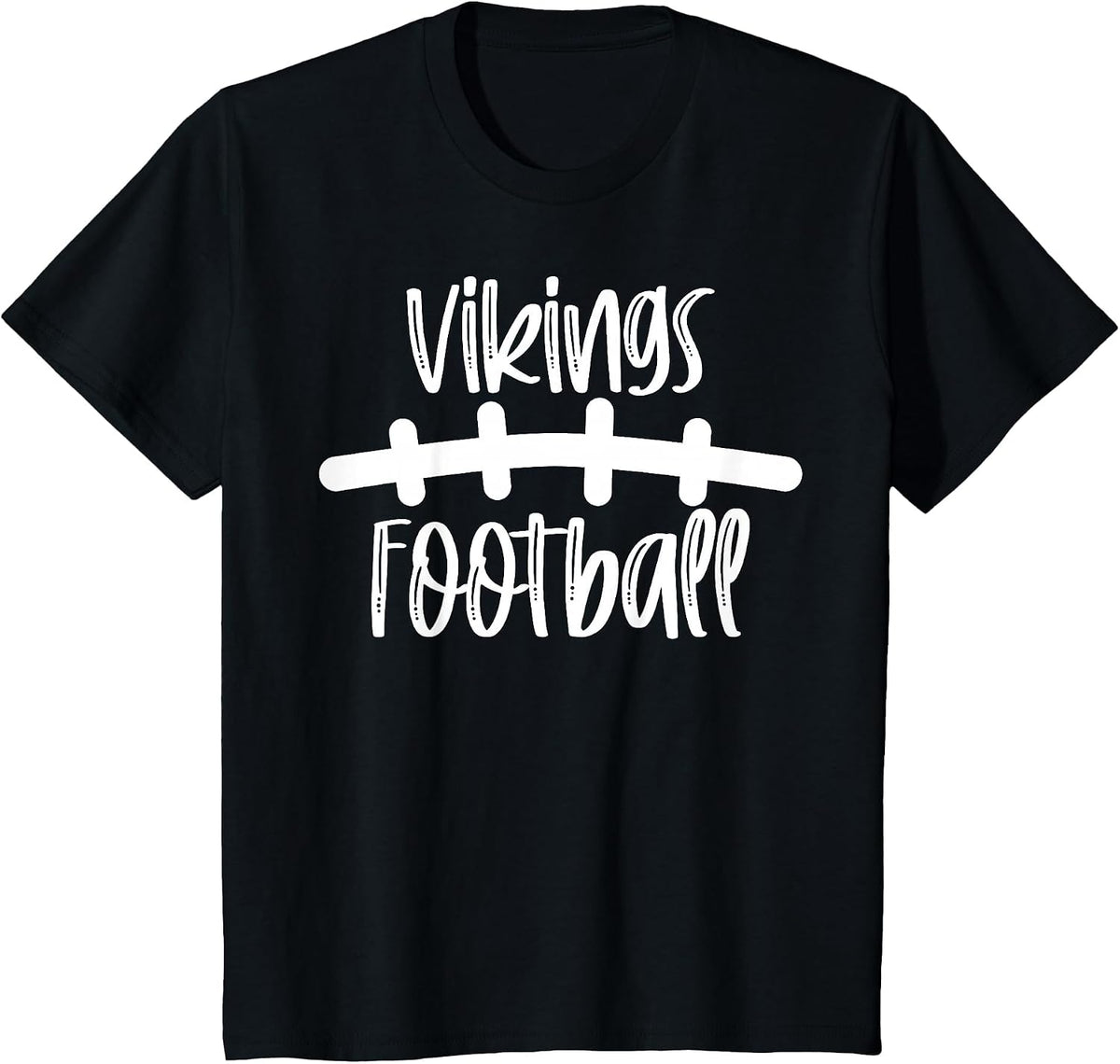 Vikings Football School Spirit Team Mascot Game Night T-Shirt - Black