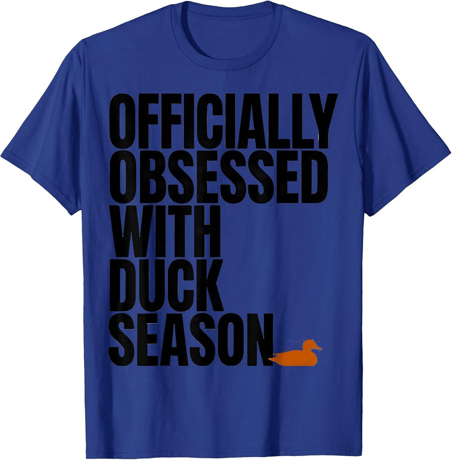 Officially Obsessed With Duck Season Rustic Hunting Dog T-Shirt - Royal Blue