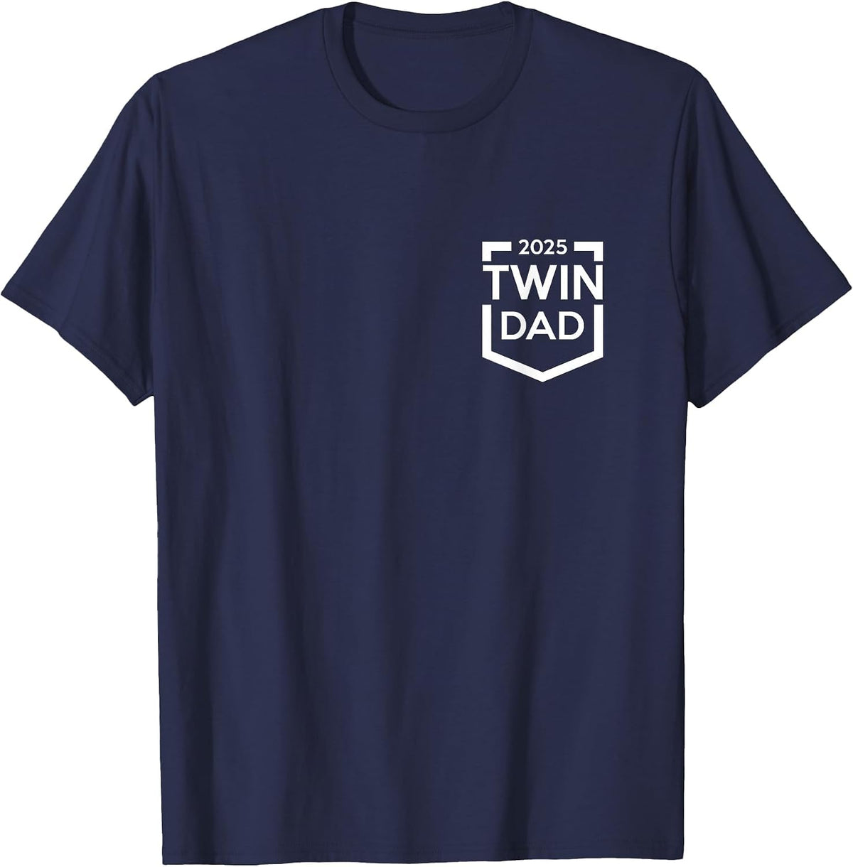 Twin Dad Est 2025 New Father Daddy T-Shirt - Navy Blue