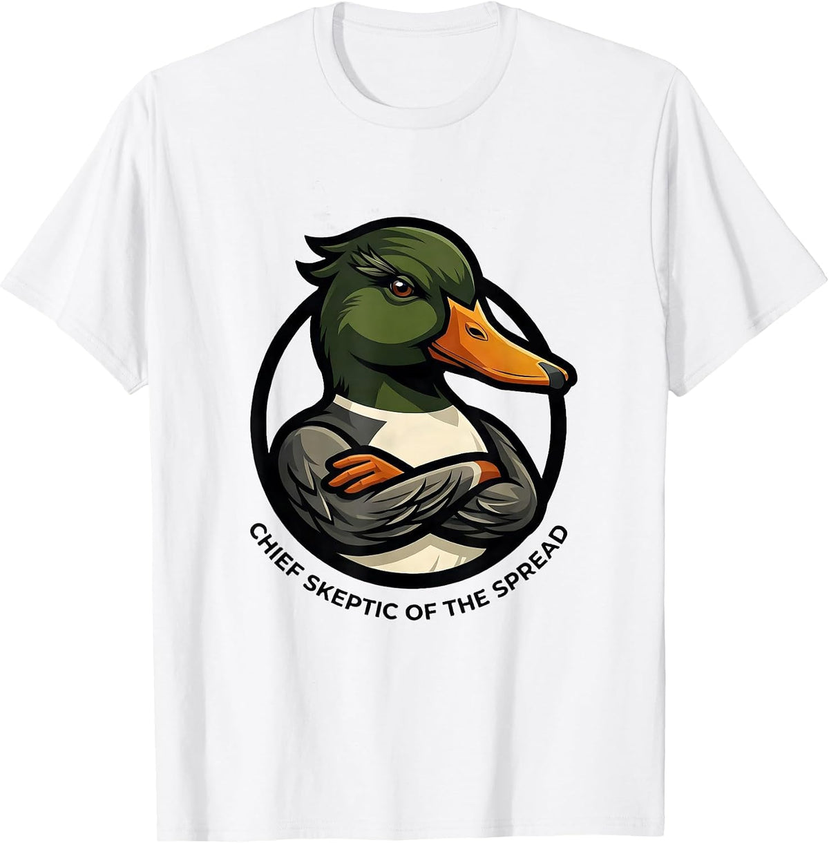 Men's Chief Skeptic of the Spread Funny Mallard Duck Hunting Camo T-Shirt - White