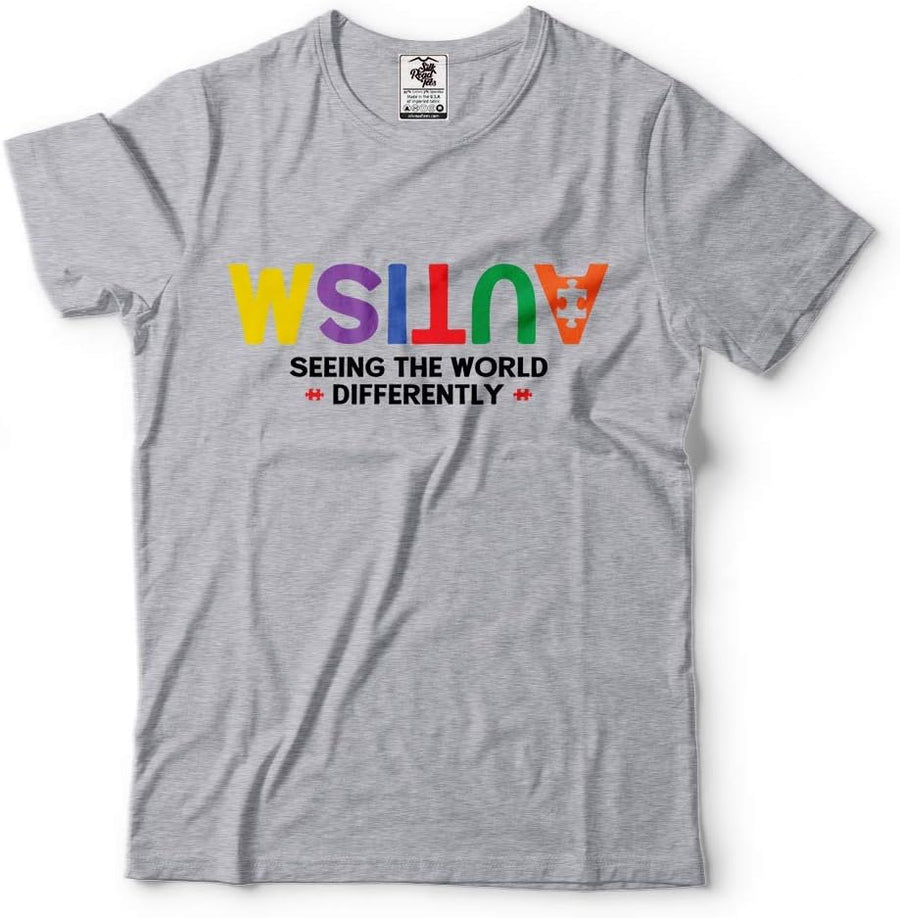 Silk Road Tees Autism Seeing World Differently Awareness Day Tee Shirt - Gray