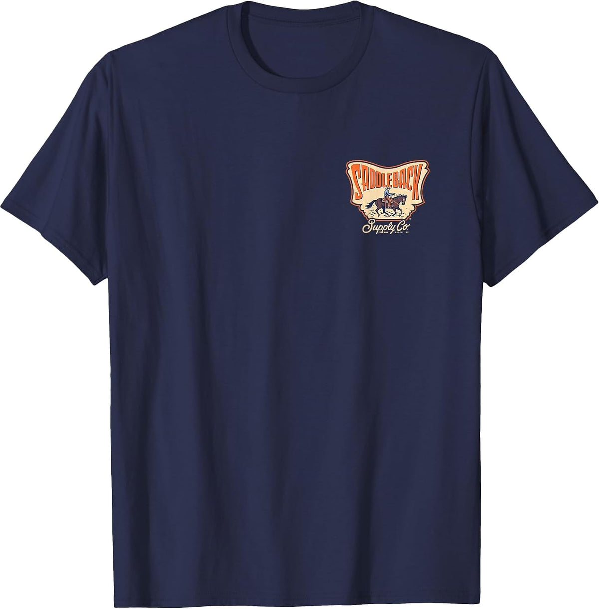Riding Out West Cowboy Graphic Country Lightweight Graphic T-Shirt - Navy Blue