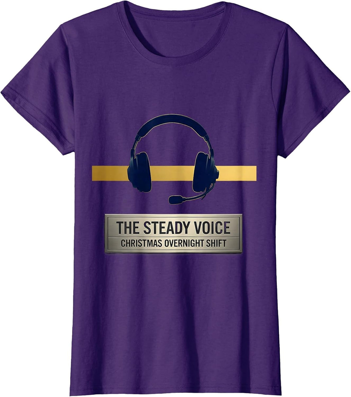 Women's The Steady Voice Christmas Overnight Shift 911 Dispatcher T-Shirt - Purple