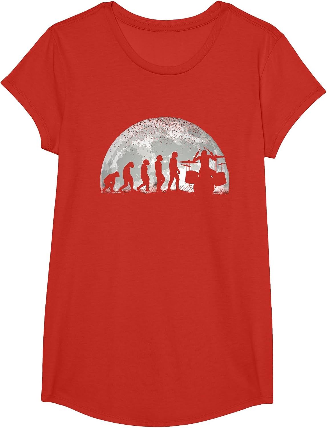 Drumming Drumsticks Drummer Evolution Funny T-Shirt - Girls Red
