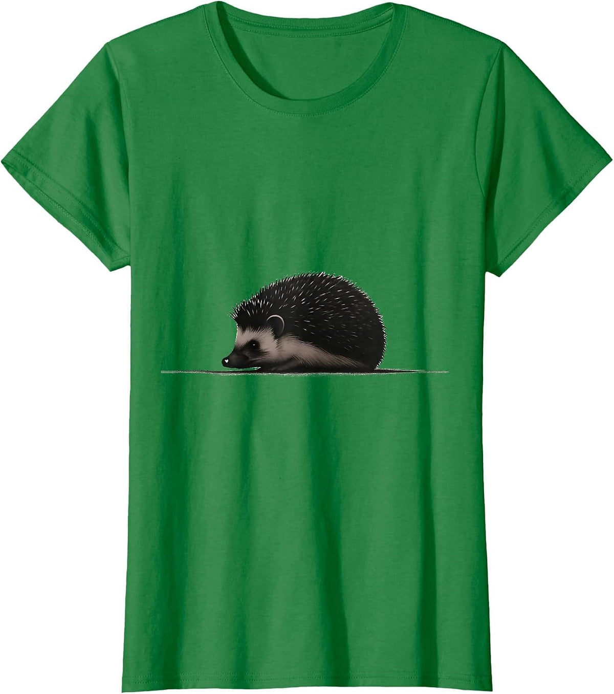 Women's Minimal Hedgehog Silhouette Cute Small Animal Lover Gift T-Shirt - Kelly Green