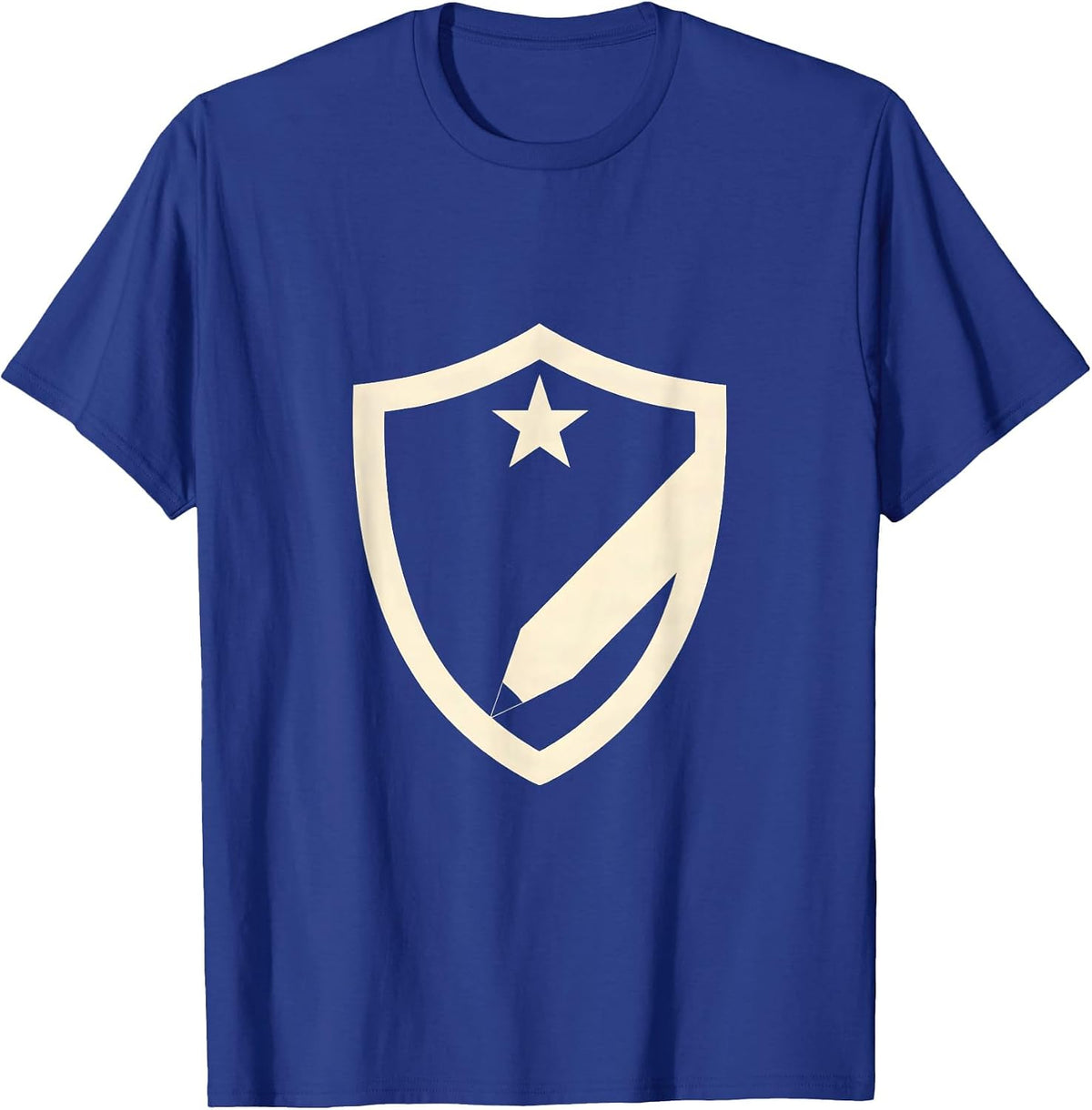 Men's Sped Teacher Shield Pencil Star Crest Design T-Shirt - Royal Blue