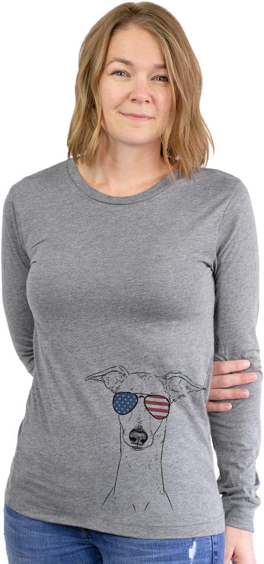 Patriotic Pip the Italian Greyhound Dog Triblend T-Shirt - Unisex Long Sleeve