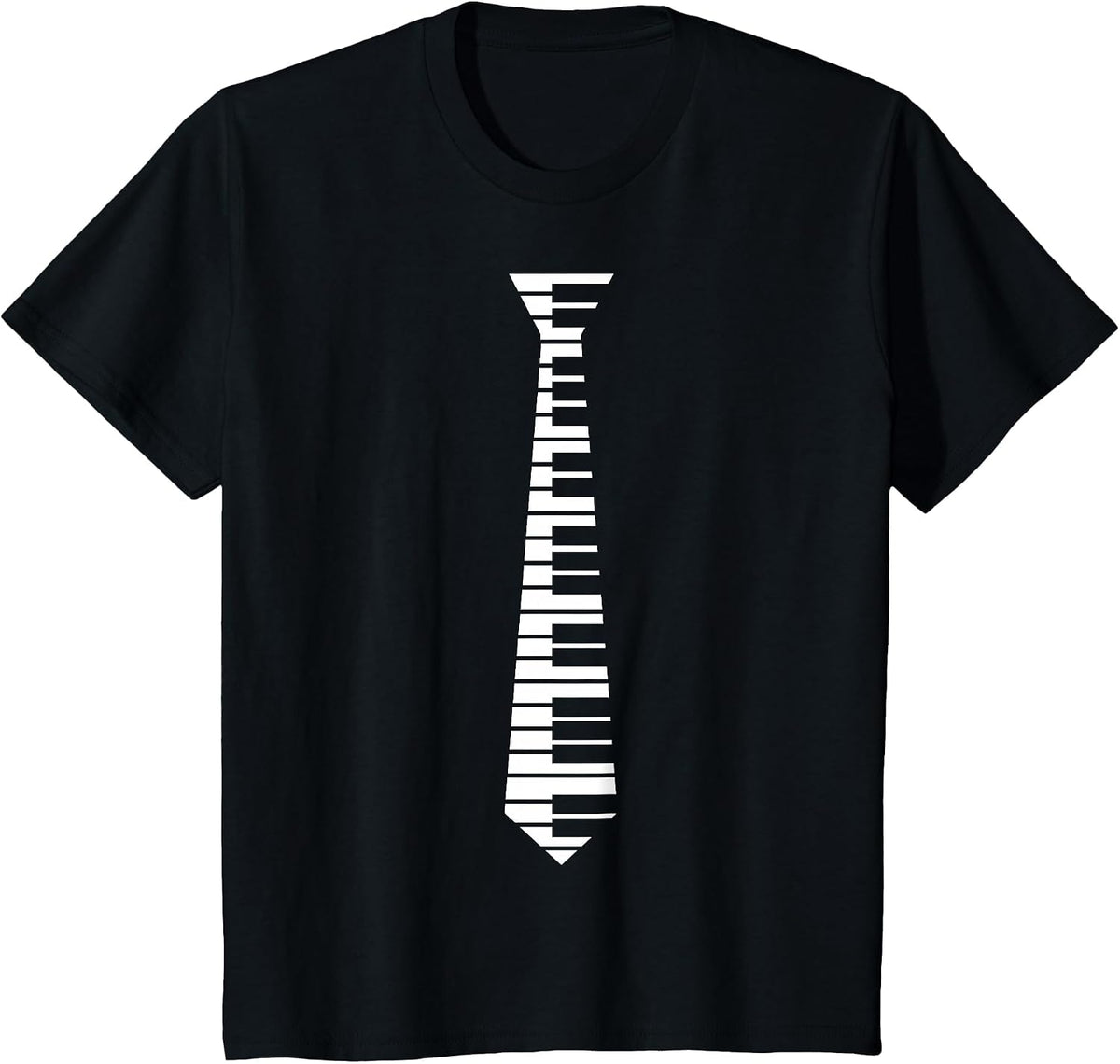 Piano Neck Tie Funny Humorous Keyboard Music Player, Pianist T-Shirt - Black