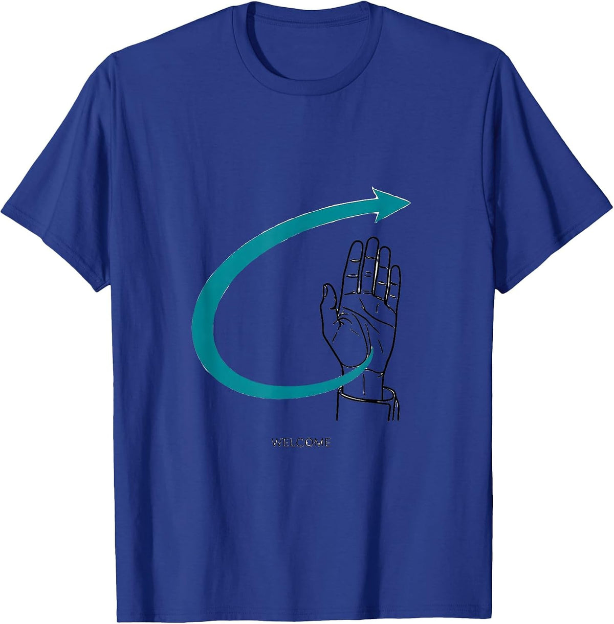 Men's Welcome Inclusive ASL Sign Language Teacher Inclusion T-Shirt - Royal Blue