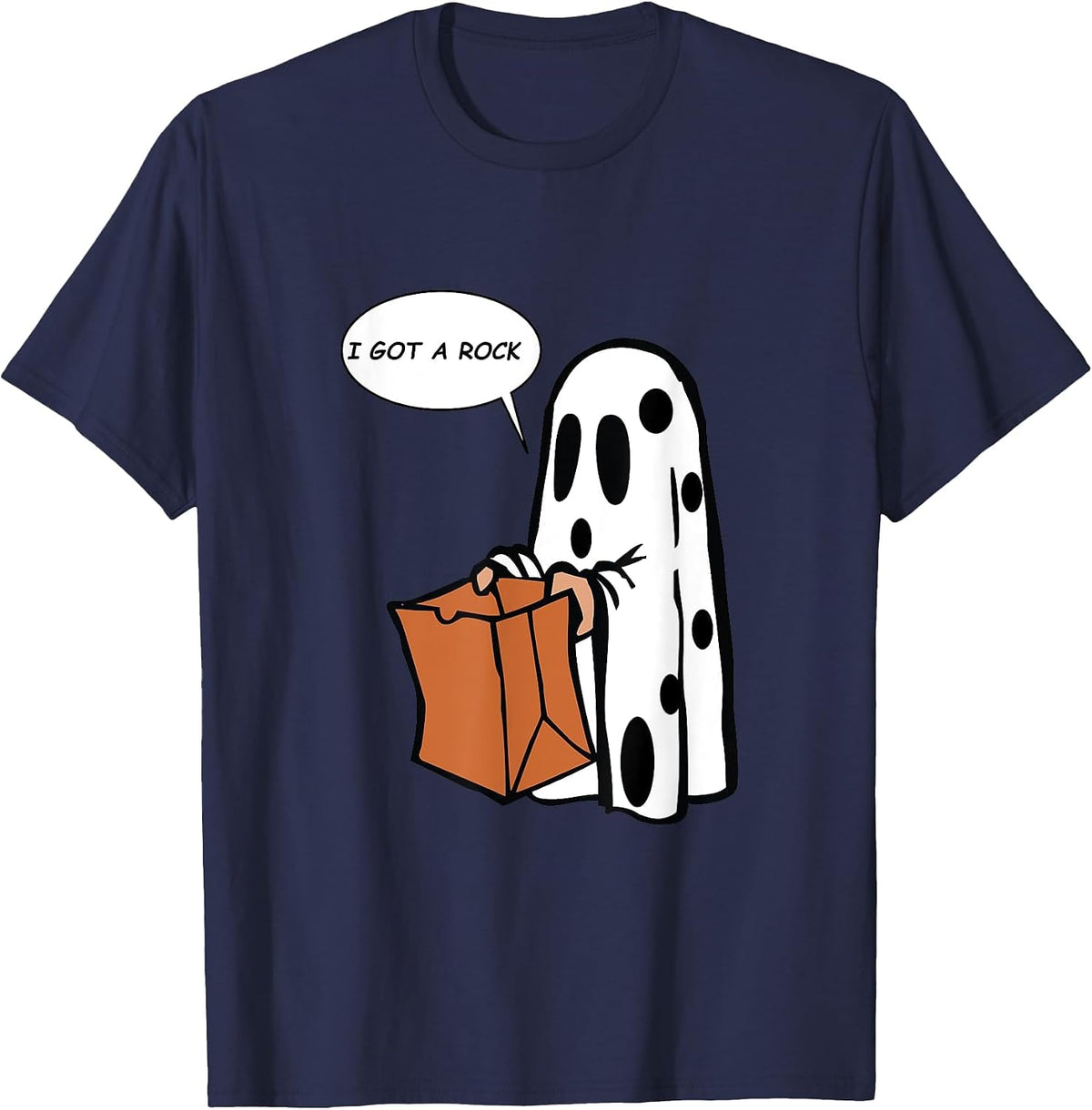 Halloween I Got A Rock Ghost T-Shirt - Navy Blue