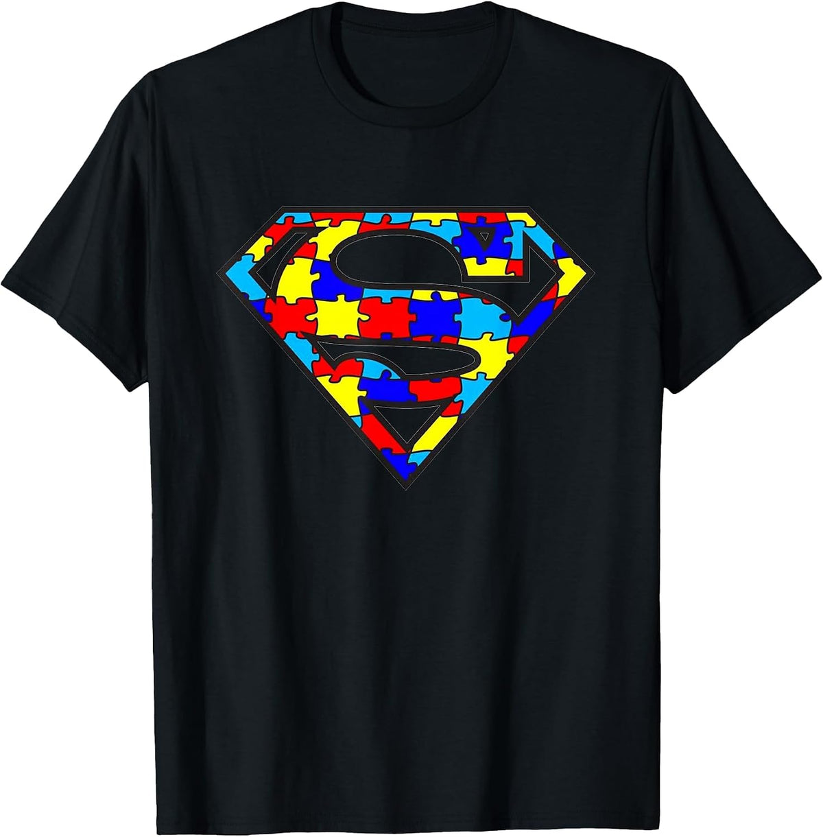 Funny Autism Awareness Superhero T-Shirt - Black