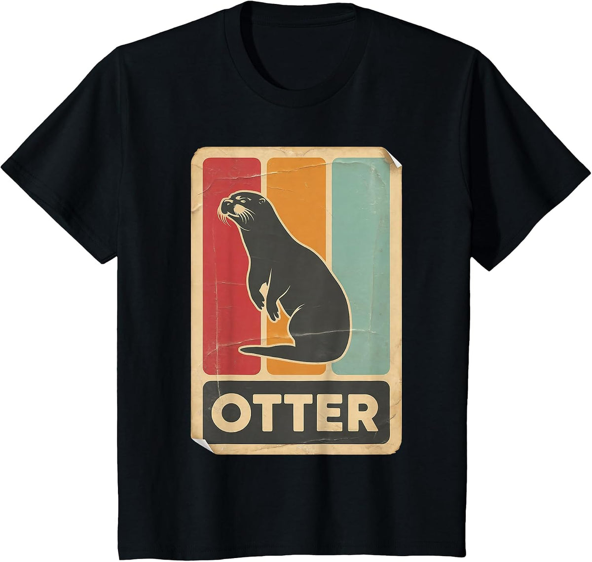 Ocean Animal Sea Fish Vintage Otter T-Shirt - Black