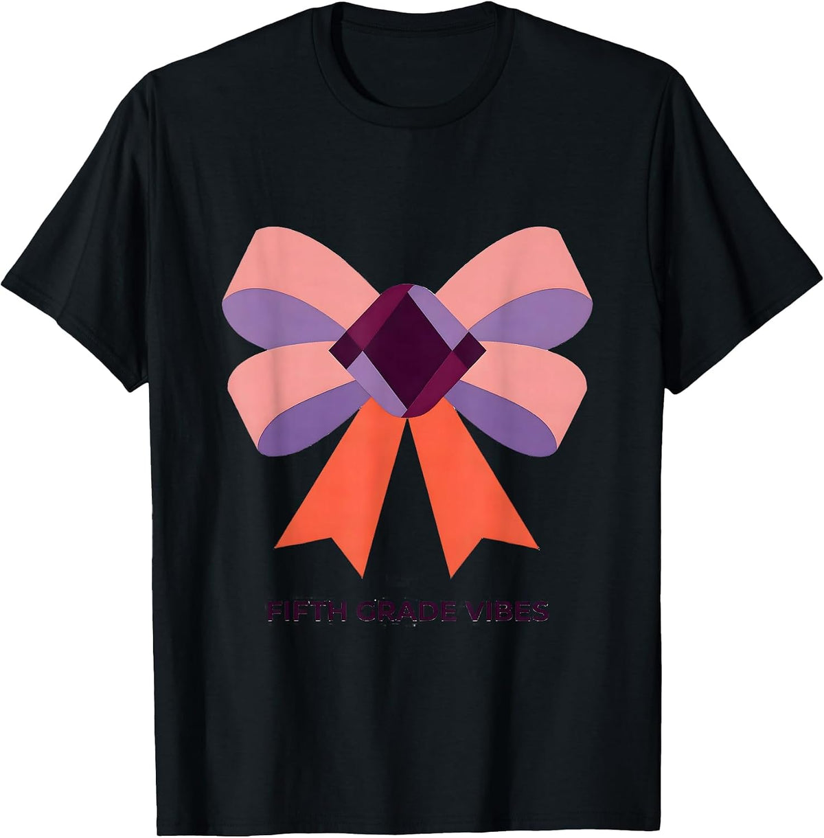Men's Fifth Grade Vibes Quilt Block Patchwork Bow Back to School T-Shirt - Black