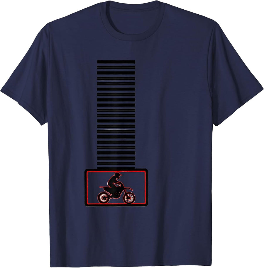 Old Guy Dirt Bike Column Deadpan Humor T-Shirt - Navy Blue