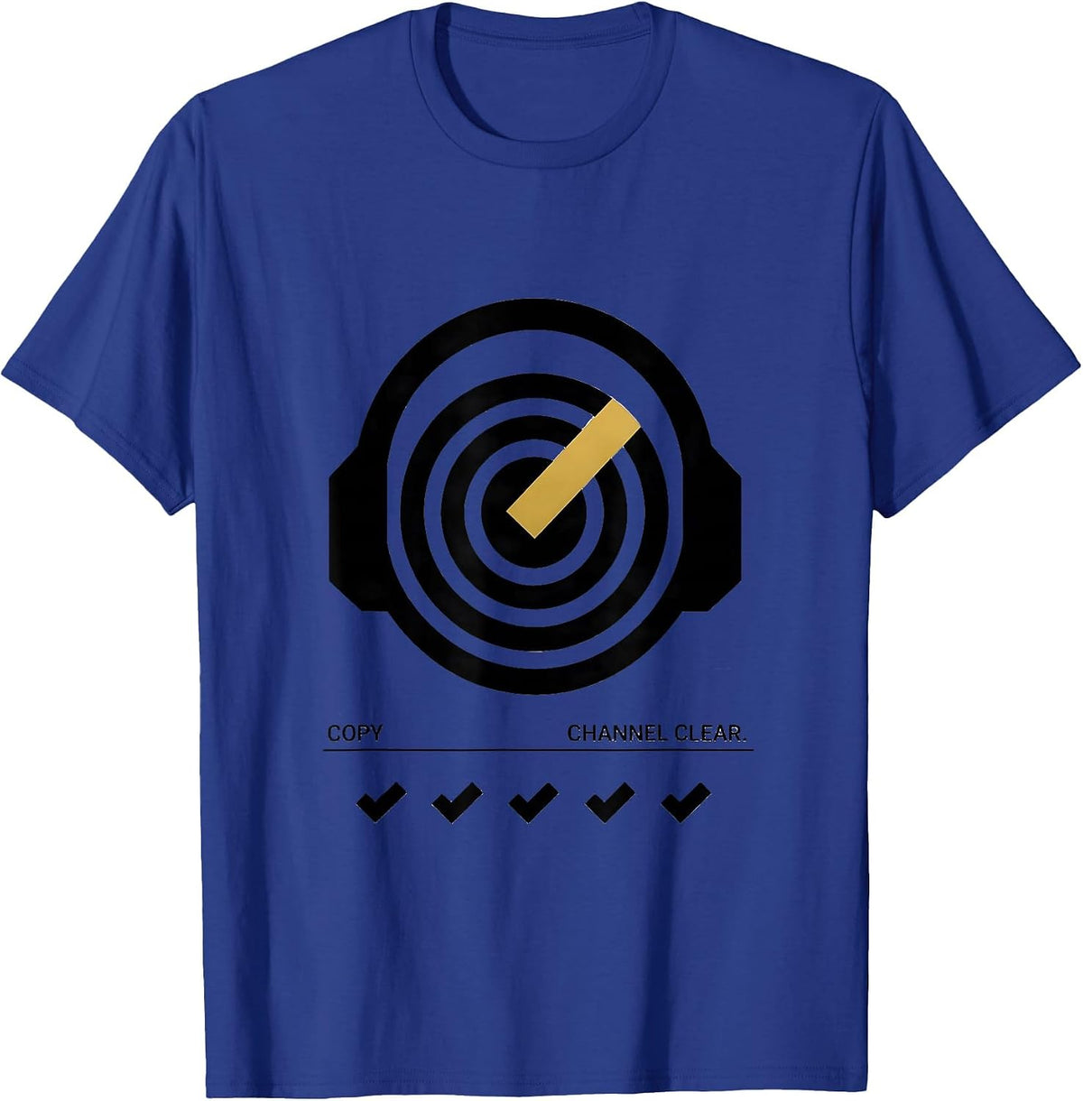 Copy Channel Clear Geometric Thin Gold Line 911 Dispatcher T-Shirt - Royal Blue