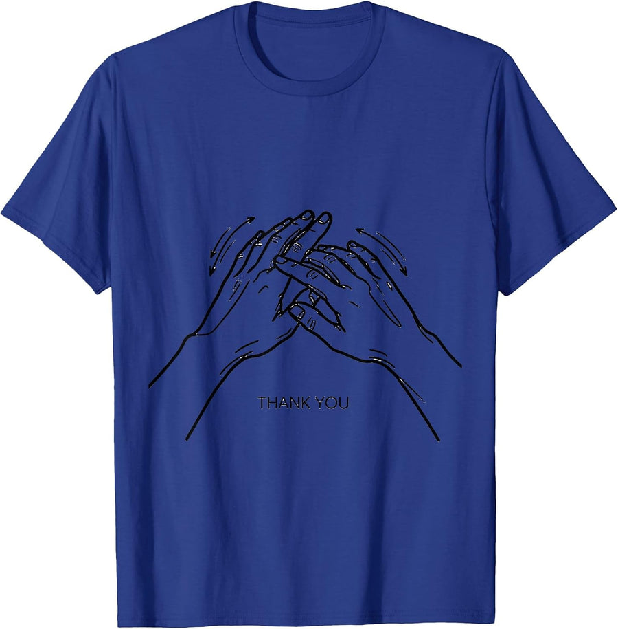 THANK YOU ASL Sign Language Teacher Gift Awareness T-Shirt - Royal Blue