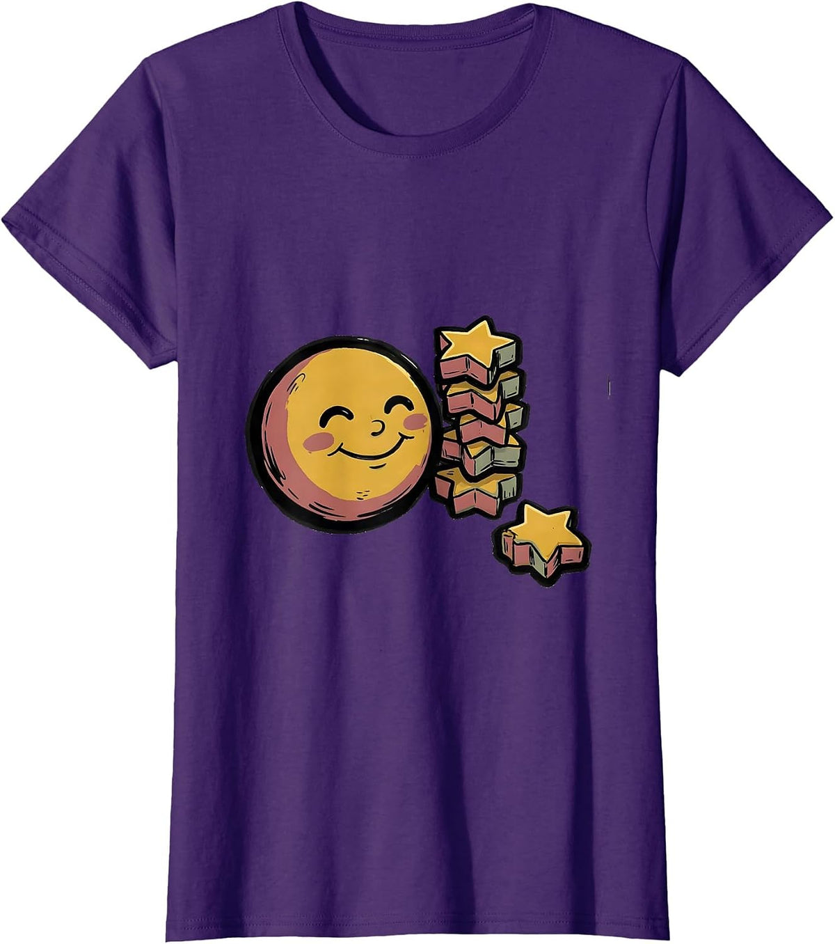 Women's Star Treats Happy Face ABA Therapist Behavior Analyst Gift T-Shirt - Purple