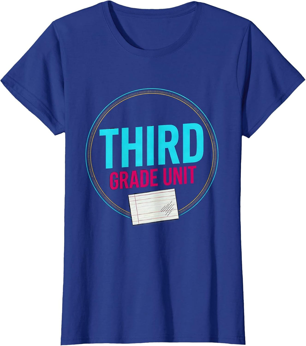 Women's Third Grade Unit Colorful Teacher Grade Level Humor T-Shirt - Royal Blue