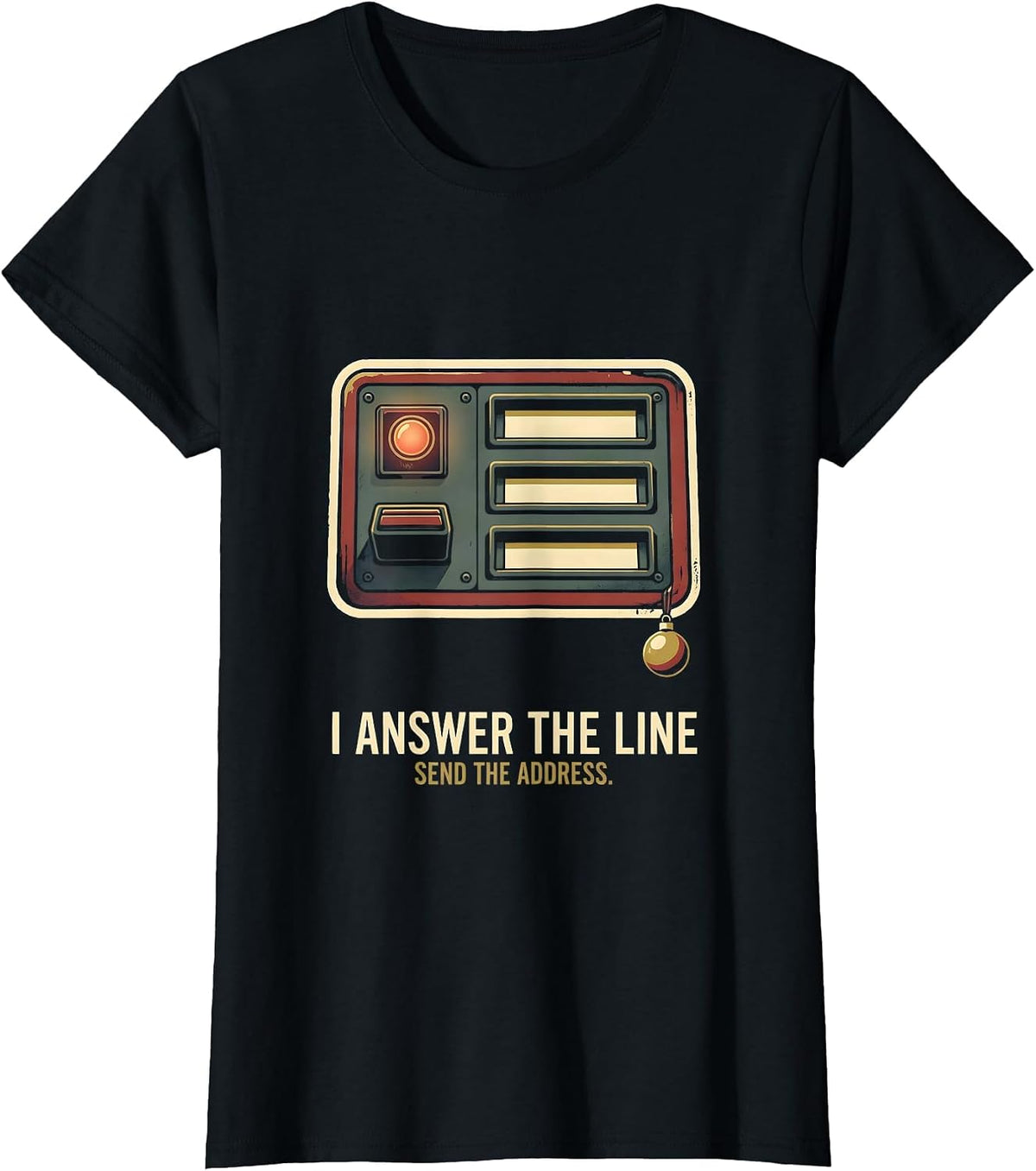 Women's I Answer The Line Send The Address Vintage 911 Dispatcher T-Shirt - Black