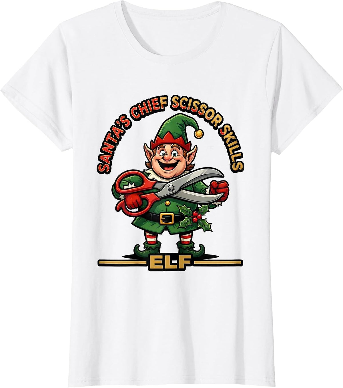 Santa's Chief Scissor Skills Elf Occupational Therapy T-Shirt - White
